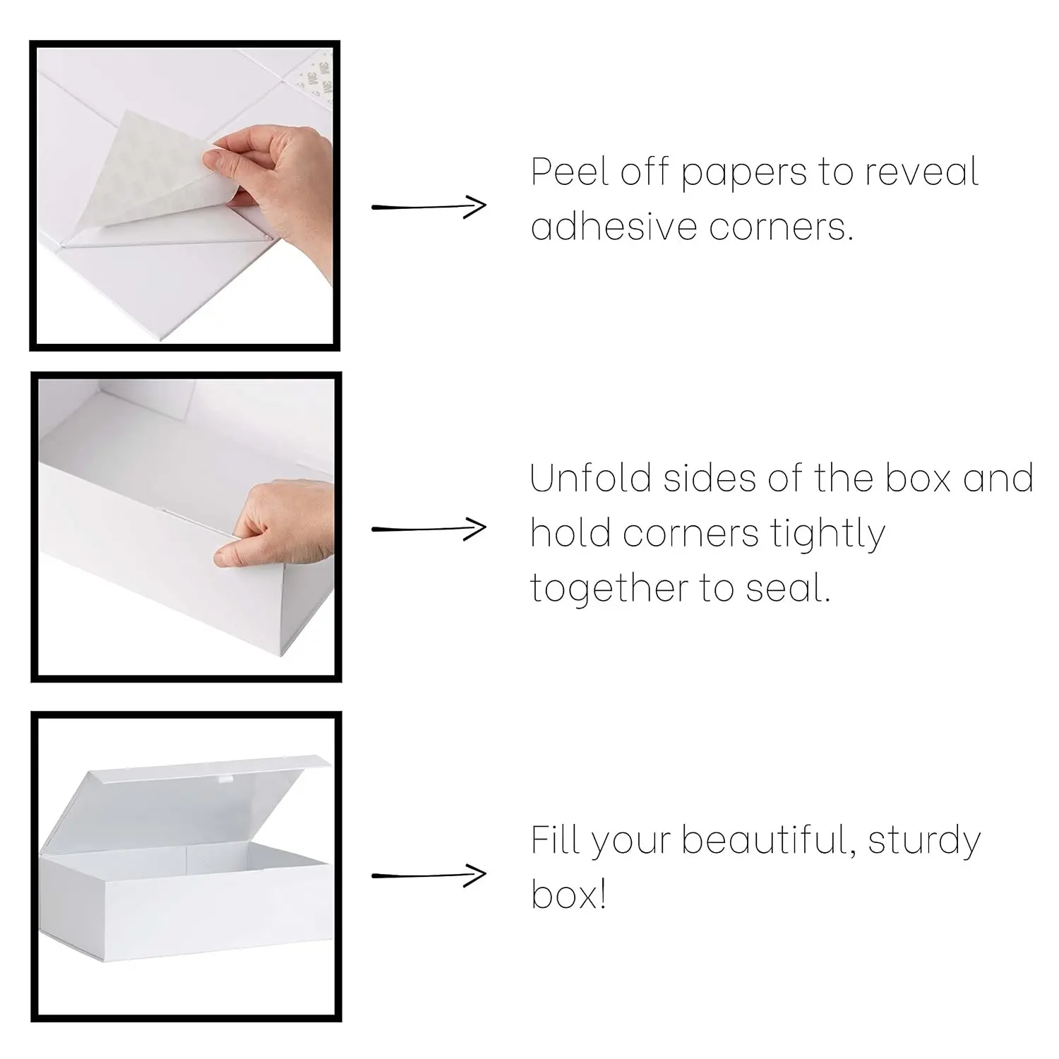 White Hard Gift Box With Magnetic Closure Lid 14" x 9" x 4" Rectangle Favor Boxes With White Glossy Finish (1 Box)