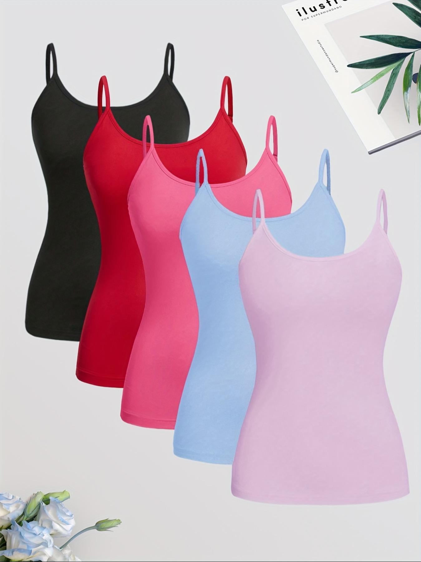Women's Solid Color Adjustable Spaghetti Strap Cami Top, Casual Sleeveless Top for Daily Wear, Ladies Clothes for All Seasons, Womenswear