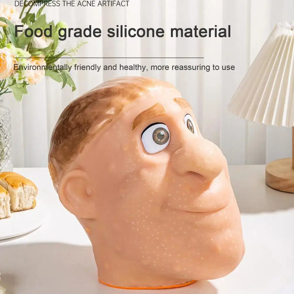 Man Head Pimple Popping Toy with Tweezers Anxiety Stress Relief Acne Popping Blackheads Removal Decompression Sensory Toy