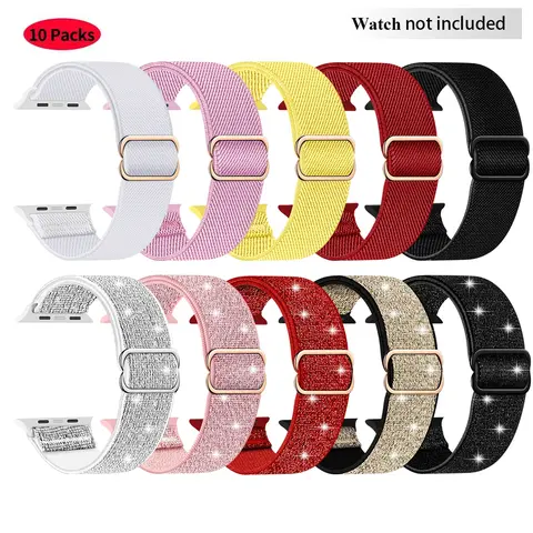 Nylon Smart Watch Strap without Watch, Adjustable Elastic Breathable Replacement Watch Band, Smart Watch Accessories Compatible with Apple Watch