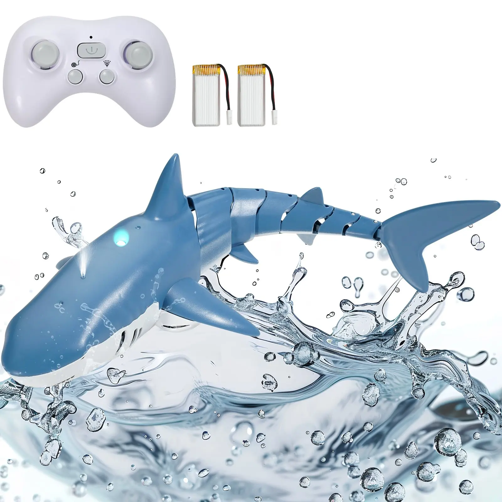 【DealsForYouDays】VEVOR Remote Control Shark Toy, 2.4GHz High Simulation Shark RC Boat for Swimming Pool Bathroom, Electric RC Shark Fish Toy with 2 Batteries, Light Spray Water Function for 6+ Year Old Boys Girls