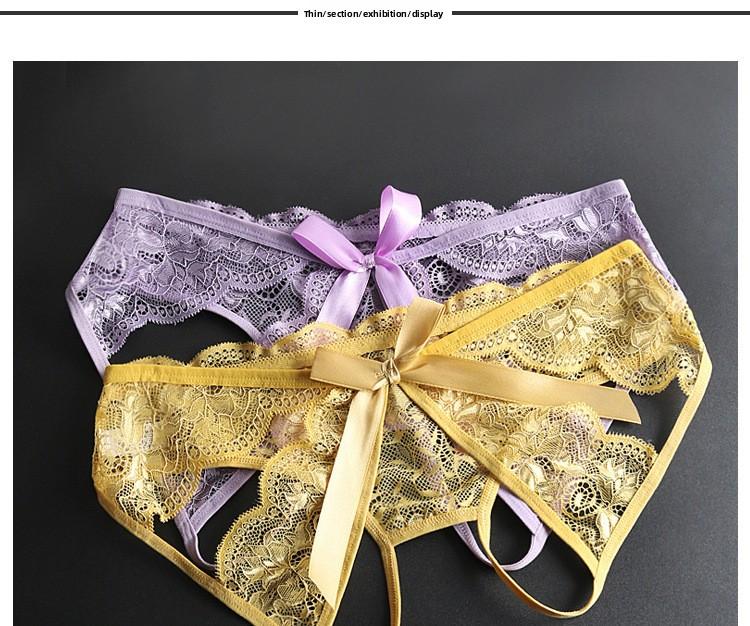 Sexy Women's Seamless Transparent Lace Low Waist Plus Size Crotchless Hollow Out Easy Wear Triangle Panties Womenswear Bridal