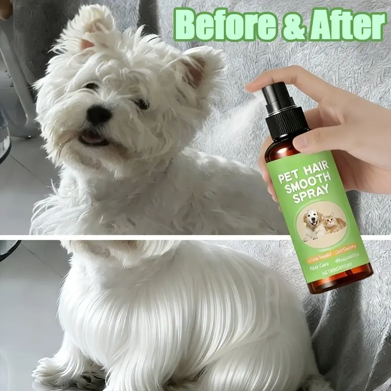 Instant soft hair, just spray and comb, immediately fluffy hair! Say goodbye to dry and short-tempered hair, improve silk smoothness and enhance luster. It is a one-stop solution to all kinds of hair care problems of cats and dogs.