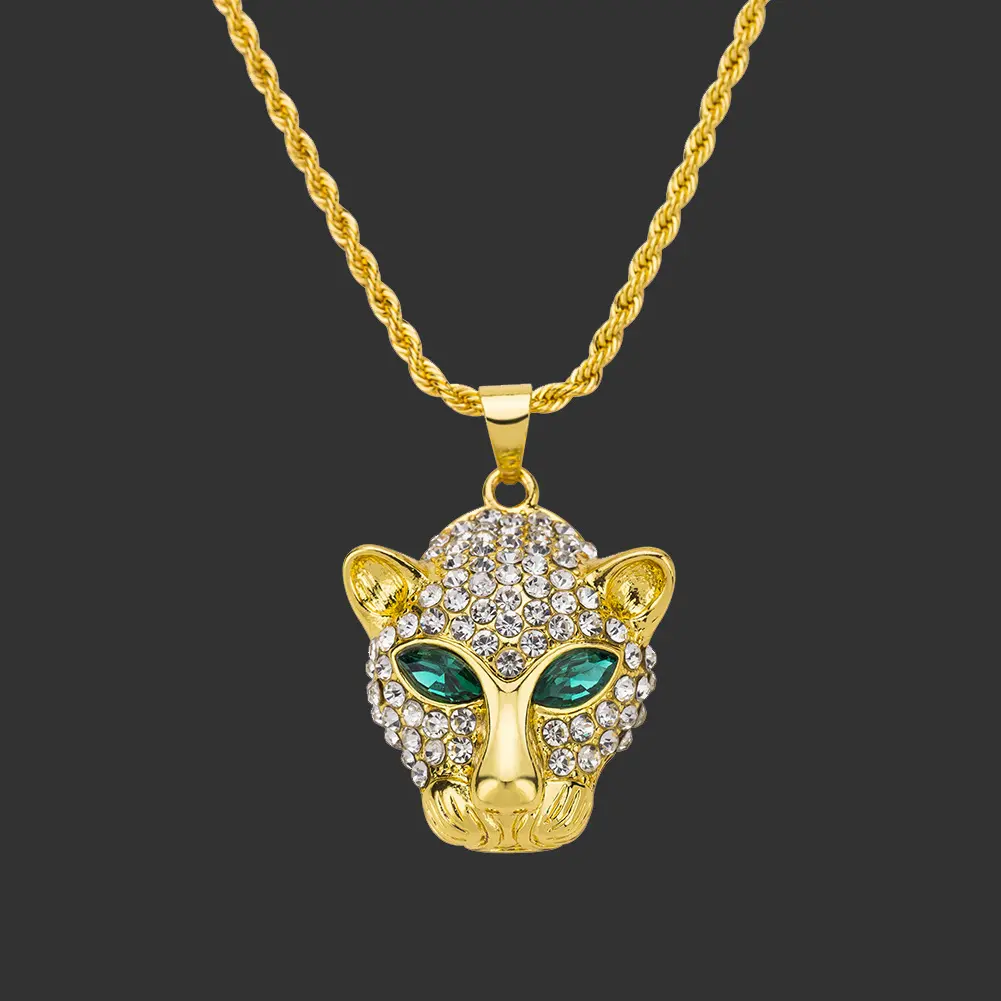 European and American fashion stainless steel 18K gold-plated leopard head pendant necklace, unisex trendy hot item, couple's necklace, fashion accessory