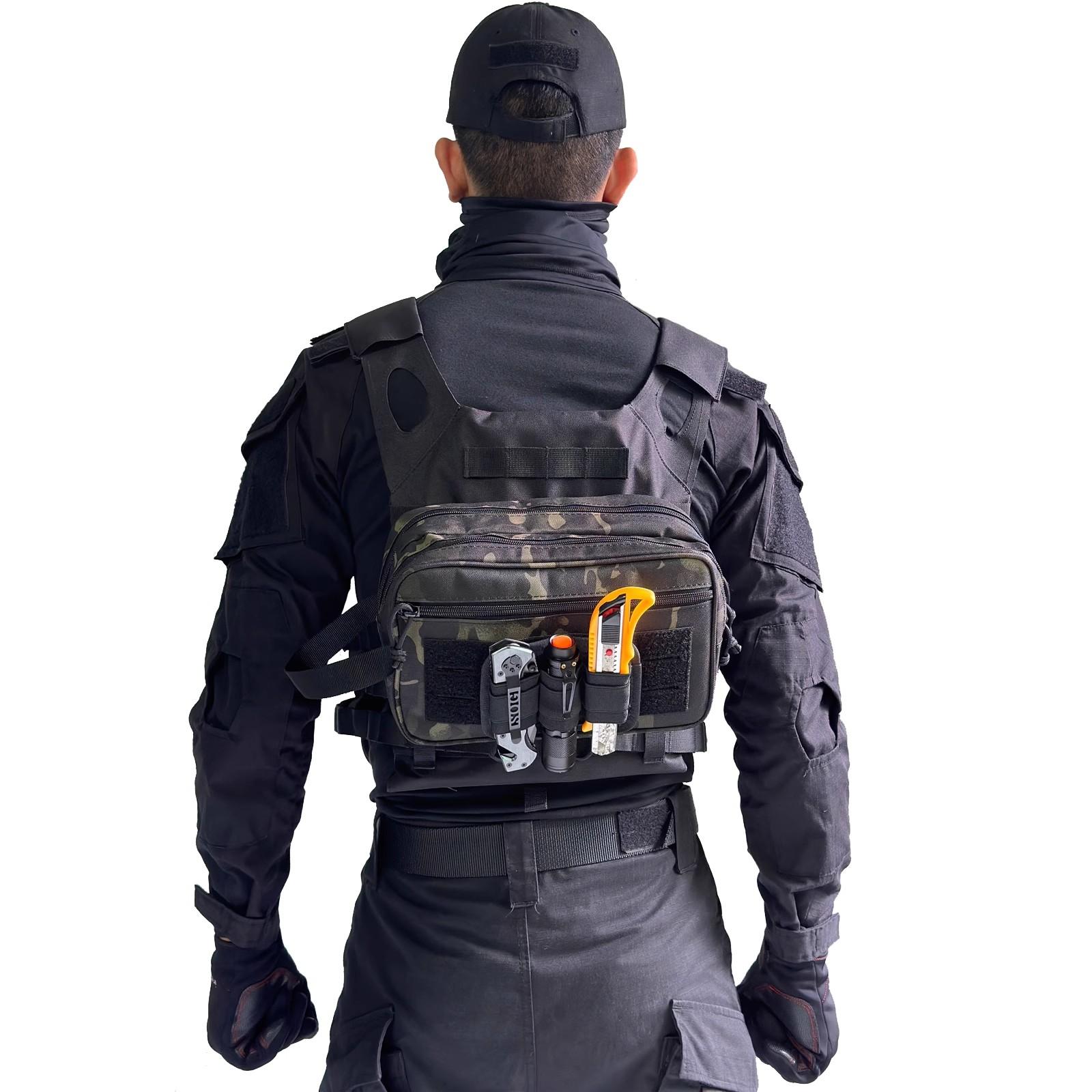 Tactical EDC Elastic Insert Bag with Hook & Loop Backing, Multi-functional Vest Backpack Accessory Storage Module, Sports & Outdoor Accessories, Durable Outdoor Hiking