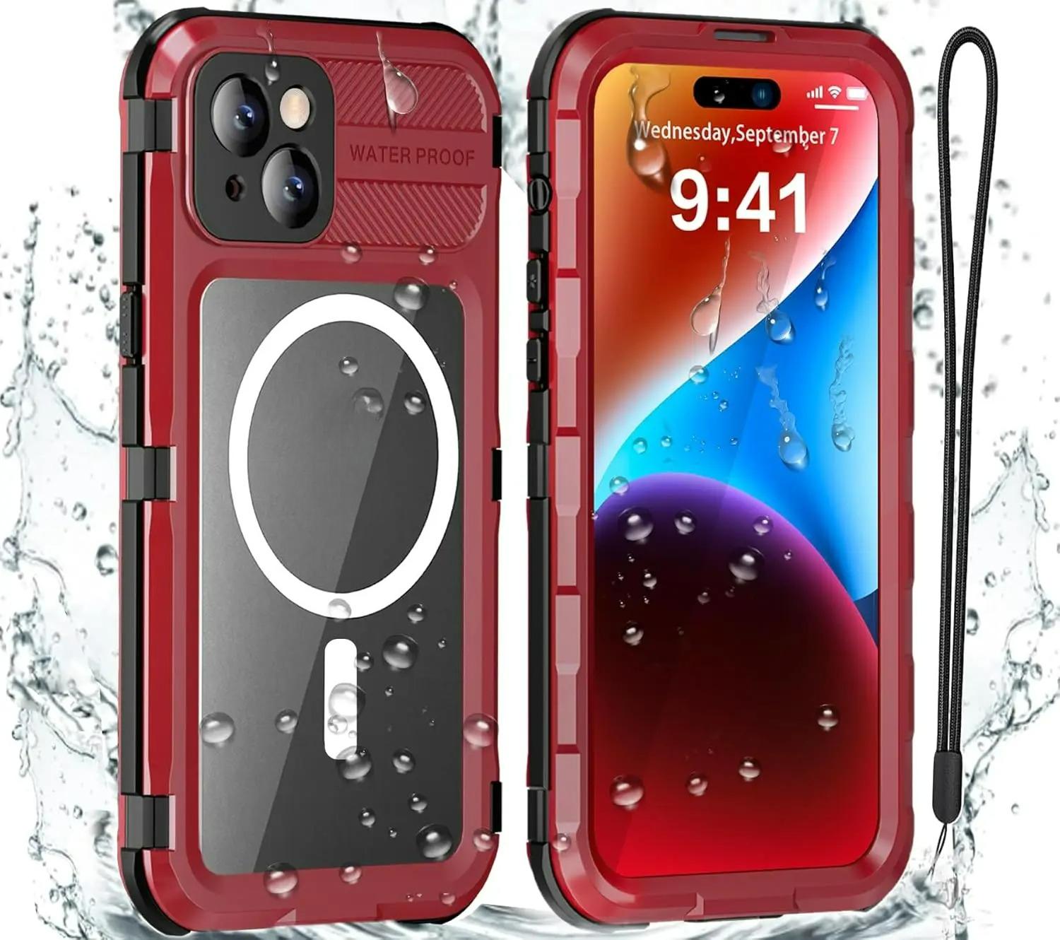 Case For iPhone 14 15 16 Pro Max 16 Plus IP68 Underwater Waterproof Metal Cover with Heavy Duty Shell Screen Protector