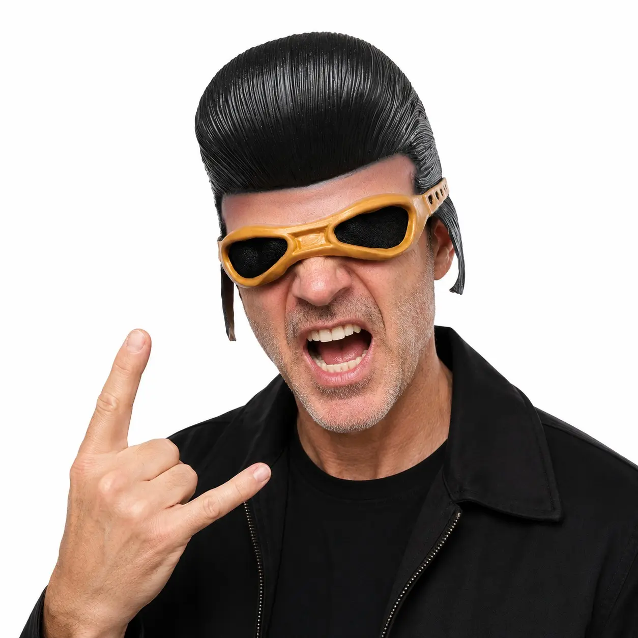 Elvis Latex Half Face Mask Design, Retro Pompadour Wig Mask, Fun Adult Party Costume Accessory, Halloween, Cosplay, Masquerade, Stage Show, Photo Props