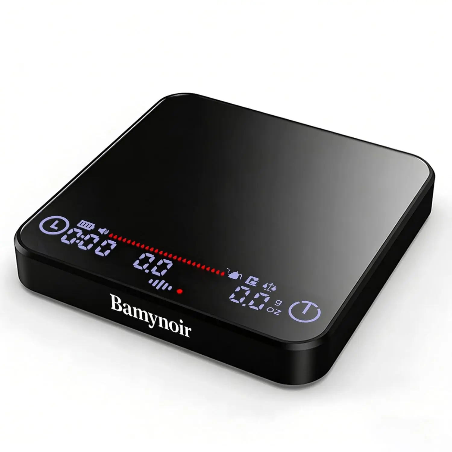 Rechargeable Coffee Scale with Timer, Espresso Scale and Flow Rate Indicator, 2kg/0.1g Precision, Auto Tare, LED Display, for Pour Over Drip Coffee and Espresso, with Silicone Cover (Black)