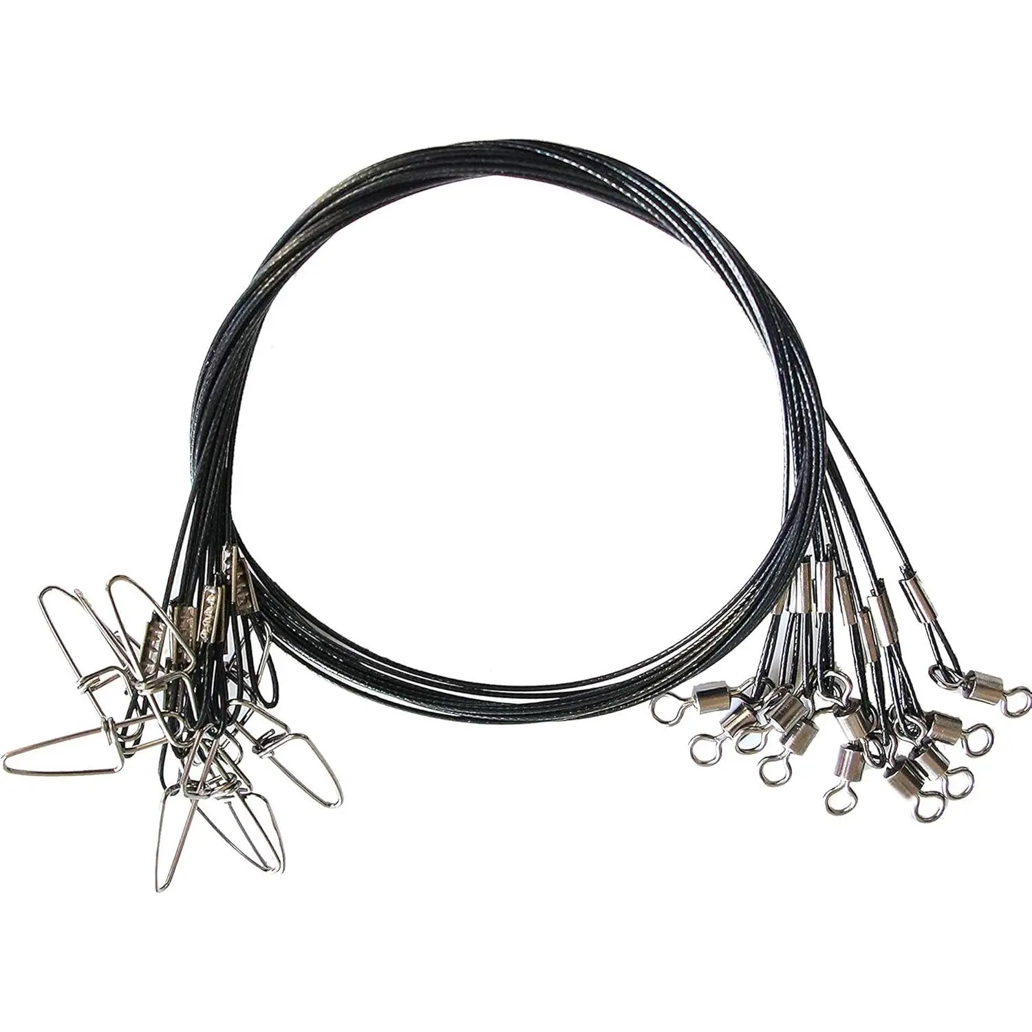 Fishing Leaders Line Steel Leaders Fishing Saltwater 125LB Fishing Leaders with Swivels and Snaps, 19.68in
