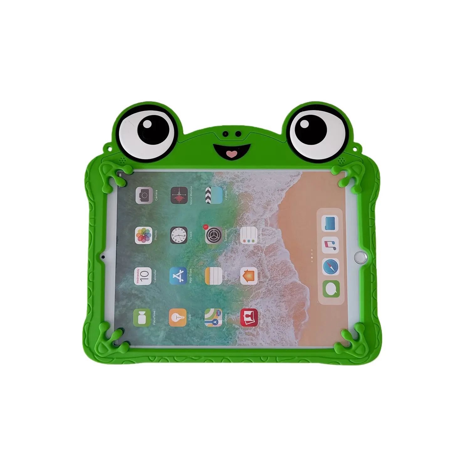 Cute Frog Kids Case for iPad, Soft Silicone Protective Cover with 360° Rotating Stand, Compatible with iPad 7th–10th Gen & iPad Air 11-inch