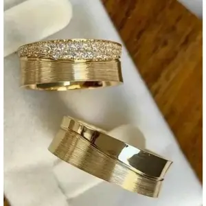 Hot selling fashionable and atmospheric brass zircon wide edition ring, couple ring set jewelry