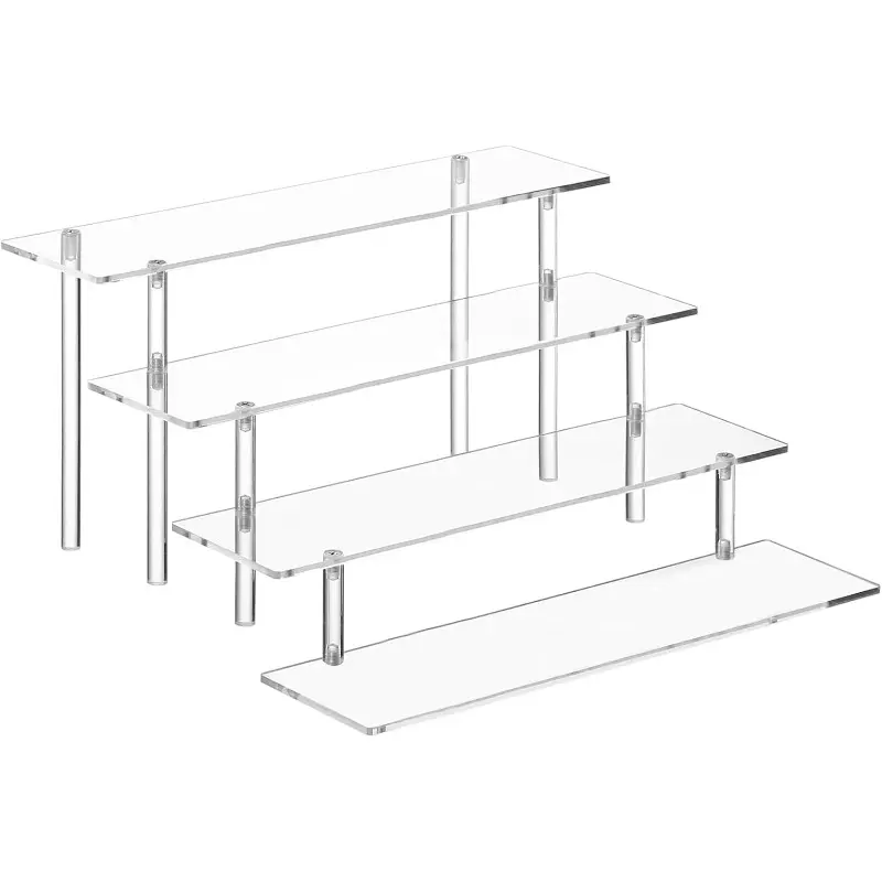 4 Tier Acrylic Perfume Organizer Stand, Clear Display Risers for Perfume, Cologne, Cosmetic, Skincare, Funko POP, Dessert Display, Cupcake Stand Holder, Acrylic Display Stands