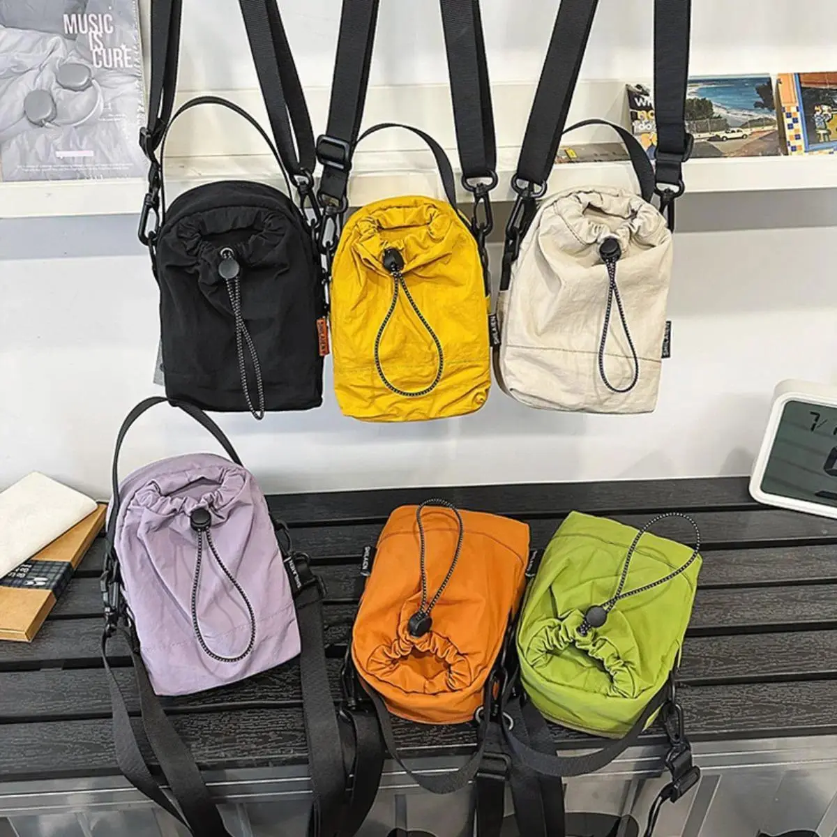 Men's Black Micro Suede Crossbody Sling Bag - Lightweight, Multifunctional, with Water Bottle Holder and Phone Pocket for Hiking, Cycling, Soft Touch, Crossbody Bag, Shoulder Bag