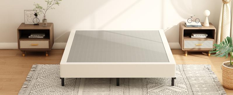 Queen Heavy Duty Box Spring Foundation, Sturdy Queen Box Springs for Bed with Fabric Cover Set, Easy Assembly, Noise Free