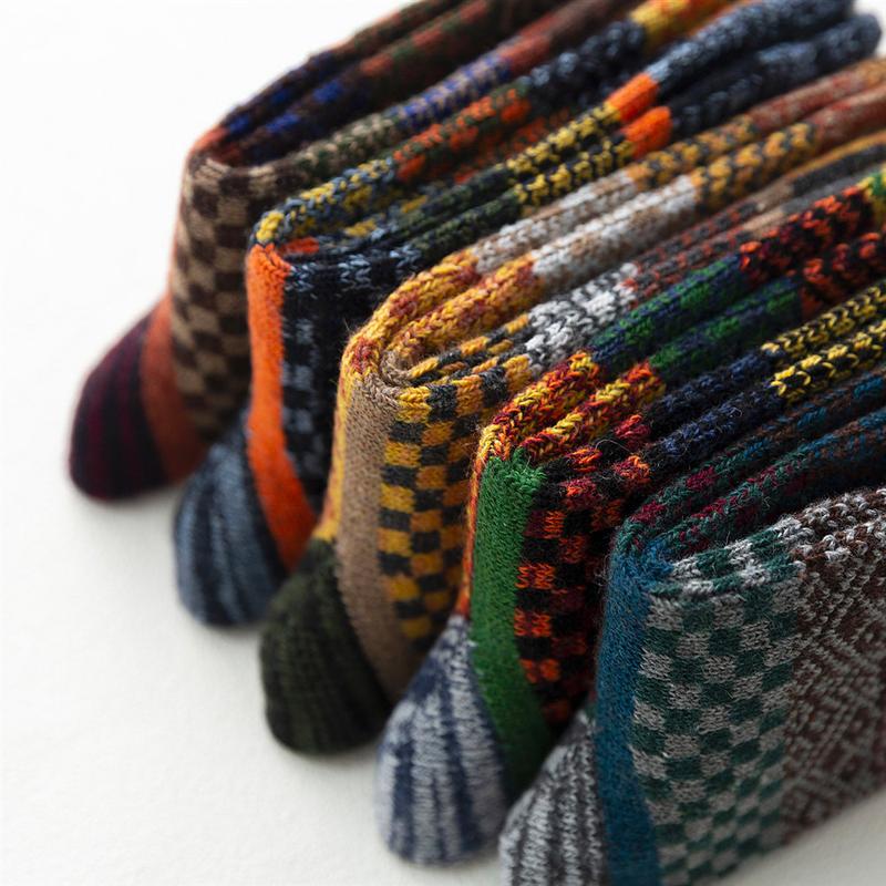 5 Pairs Winter Men's Socks Thicken Wool Socks Warm Men Retro Style Colorful Fashion Man Socks For Snow Boots EU Size 38-44