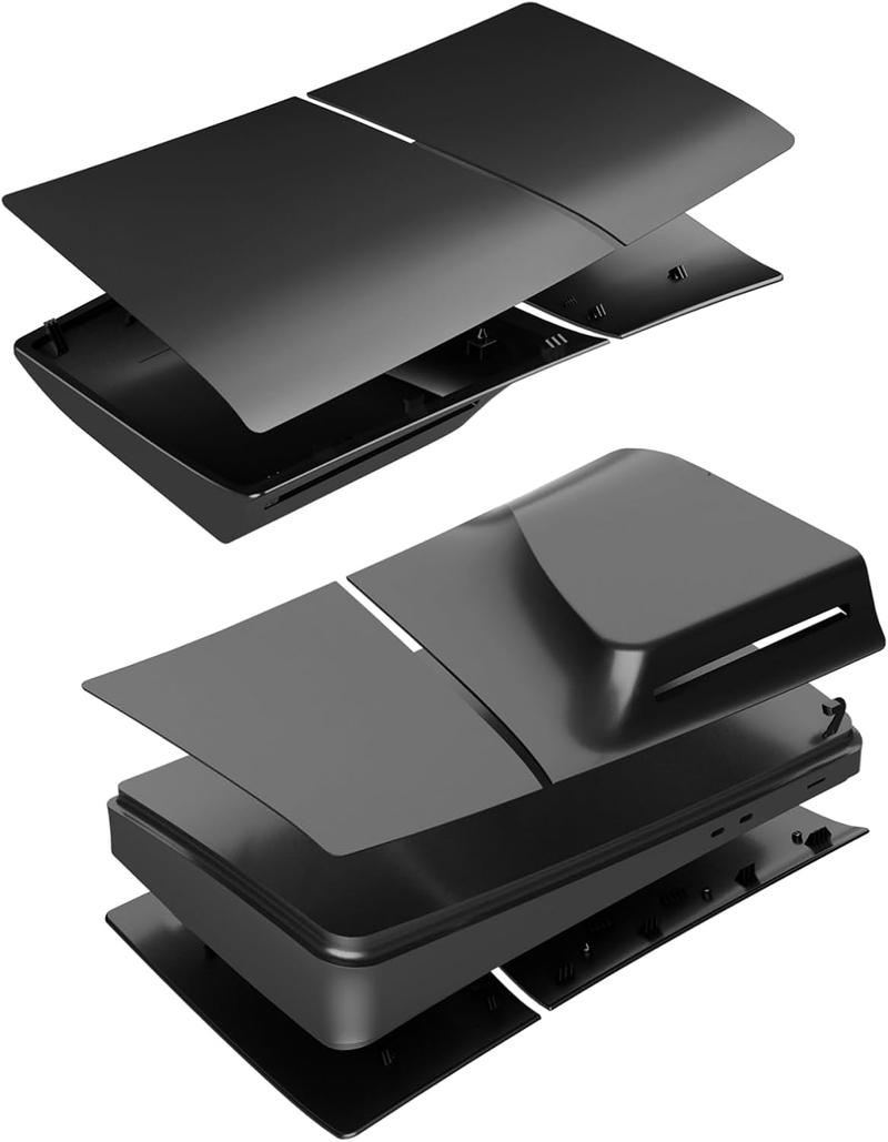 Slim Disc Edition Cover Plates for  PS5 Slim Console, Shell Panels Compatible with  5 Slim Accessories Protective Replacement Faceplate (Black)