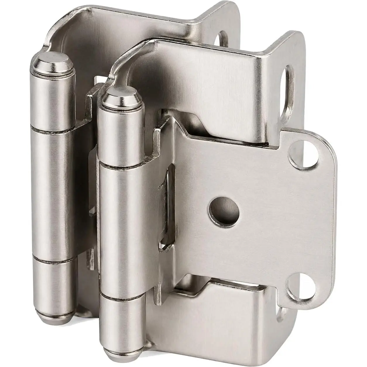 2 Pack 1/2" Overlay Brushed Nickel Cabinet Hinges for Cabinet Doors (1 Pairs) – Self-Closing Semi-Wrap  Frame Hinges for Cupboard & Kitchen Doors w/Screws & Quiet Bumpers
