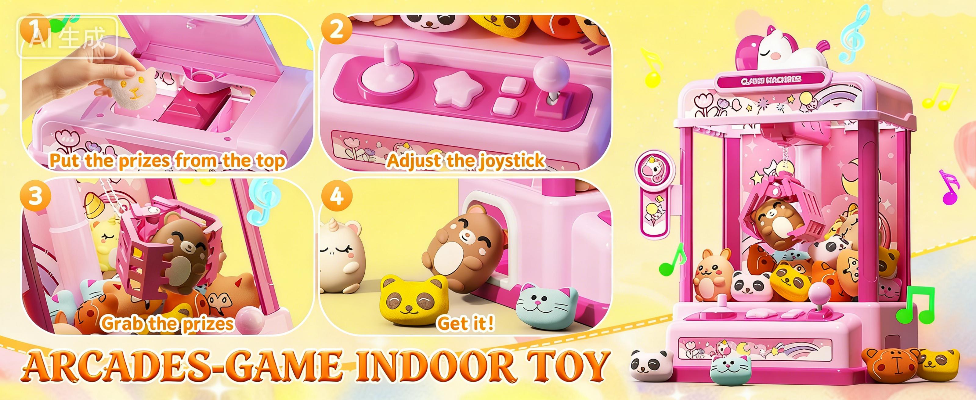 Claws Machines for Kids ,Candy Dispenser Machine,Claws Game Machine for Girls Age 5+, Mini Vending Machines Girls Unicorns Toys with Sound & 20 Mini Plush Toys,Arcades Game Indoor Toy for Home Party Birthday