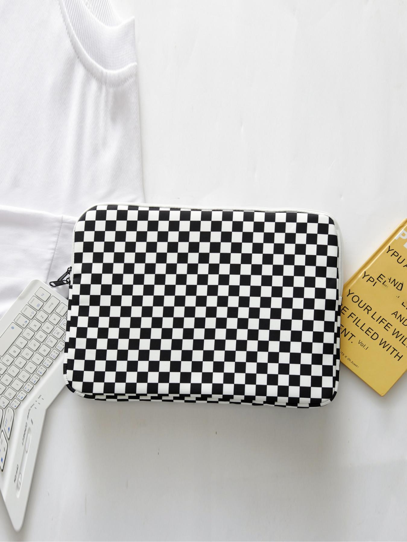 Fashionable Plaid Pattern Zipper Design Laptop Bag, 2025 New Style Casual Versatile Zipper Laptop Bag, Simple Design Durable Laptop Backpack for Women & Men