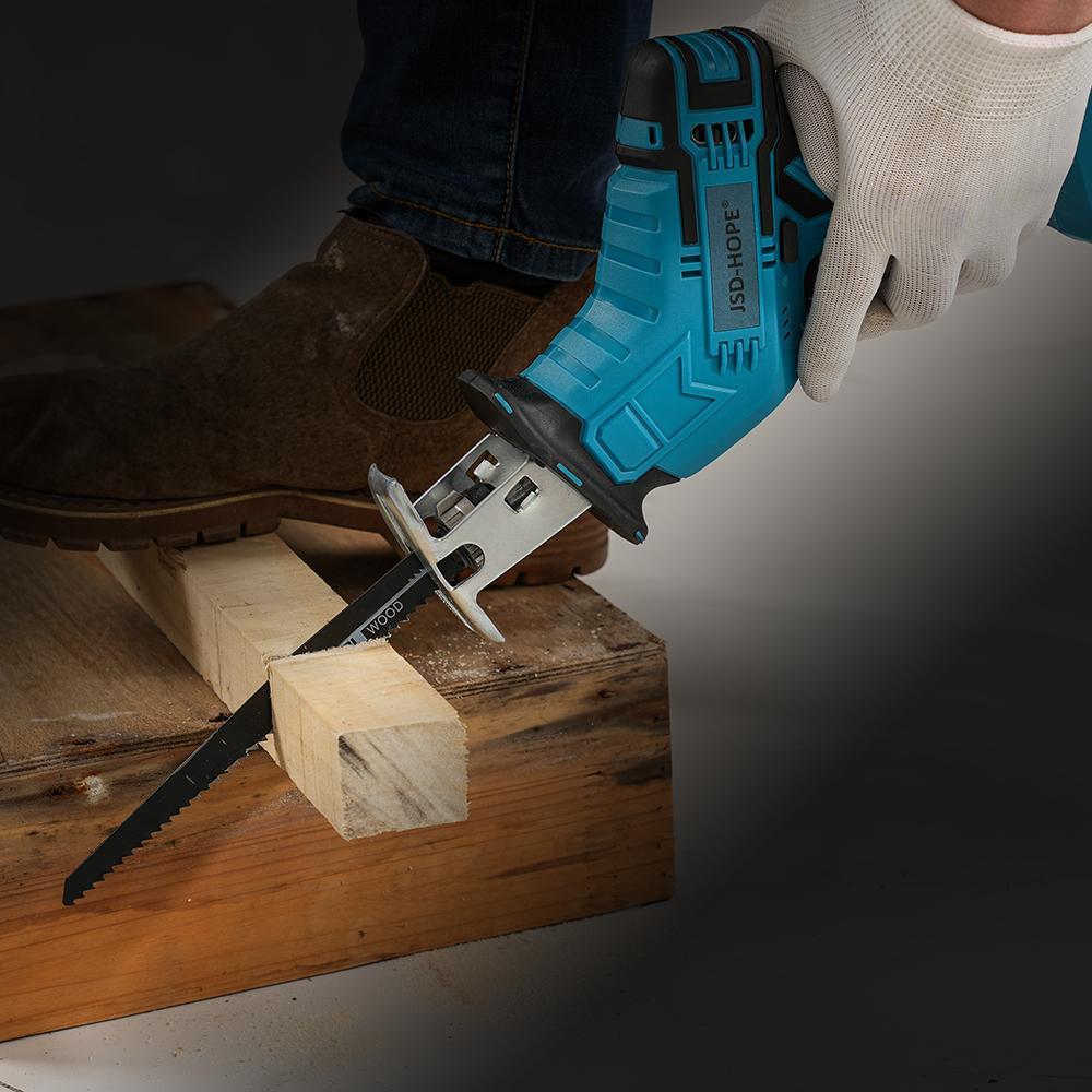 JSD-HOPE Electric Reciprocating Saw, Household Rechargeable Small Outdoor Hand-held Electric Saw, Lithium Electric Saber Hand Chainsaw
