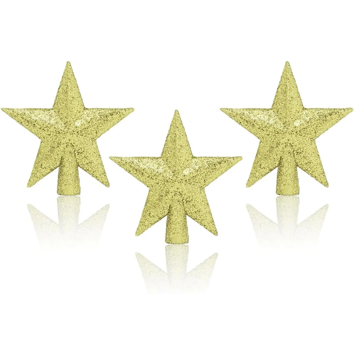 Mini Christmas Tree Topper 3 count 2.36 Inch   Treetop Ornaments for Xmas Tree Crafts  Party Decoration (Glitter )