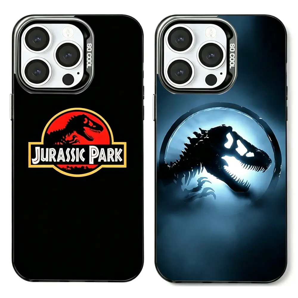 Jurassic Park Dinosaur World Silicone Phone Case, Durable Multi-Model Accessories with Raised Edge, Shockproof Anti-Fall Black Matte Hard Bumper for iPhone 17 ProMax Air, 16 Pro, 15, 14 Plus, 13, 12 & Samsung S23-S26