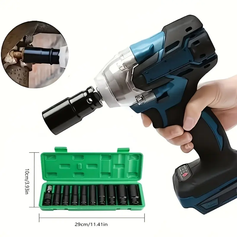 11pcs 1/2 Inch Impact Wrench Socket Tool Set with Adapter - Carbon Steel, 10-24mm Hex Tool for Auto Repair, Home Projects Including Portable Storage Box