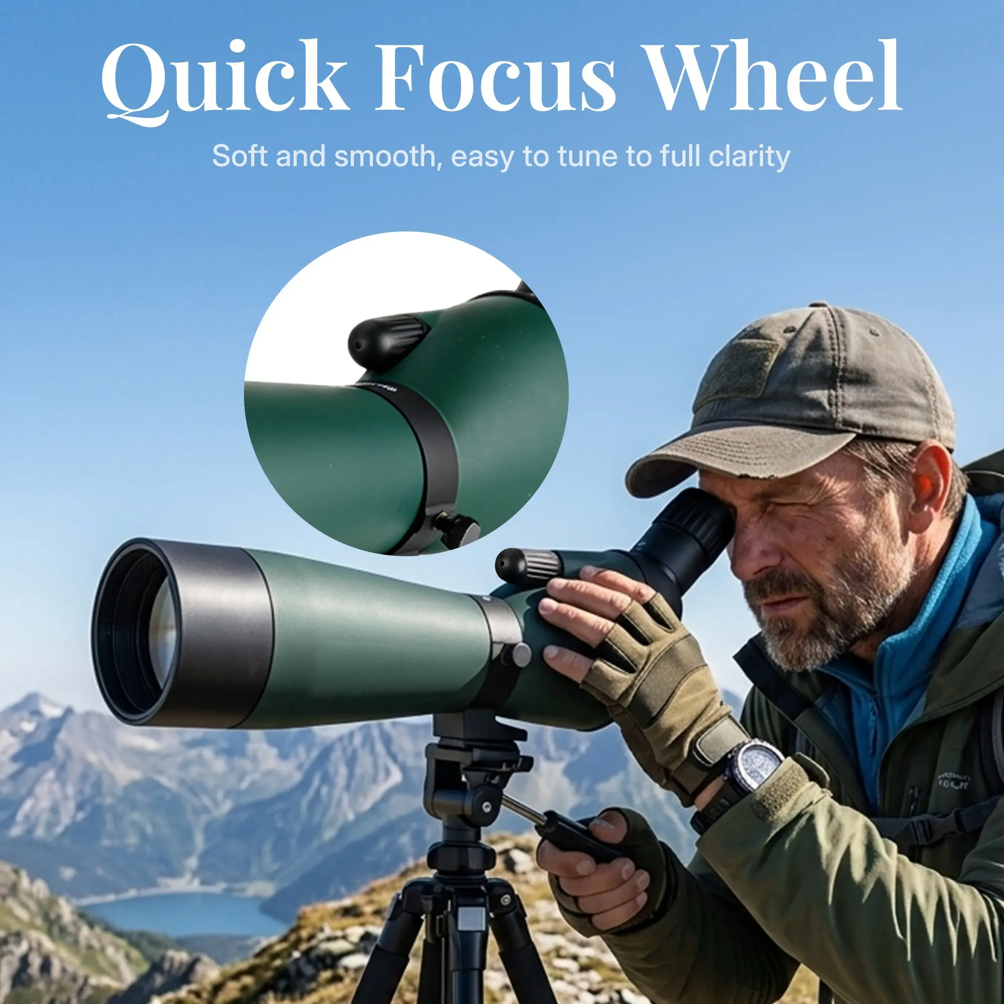 Green 25-75x70mm High Magnification Telescope, Tripod Phone Mount, Single Lens, Ideal for Bird Watching, Wildlife Observation, Hunting, Outdoor Adventures