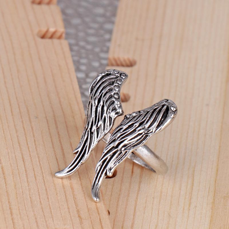 New Angel Wings Feather Ring Vintage Open Ring Jewelry