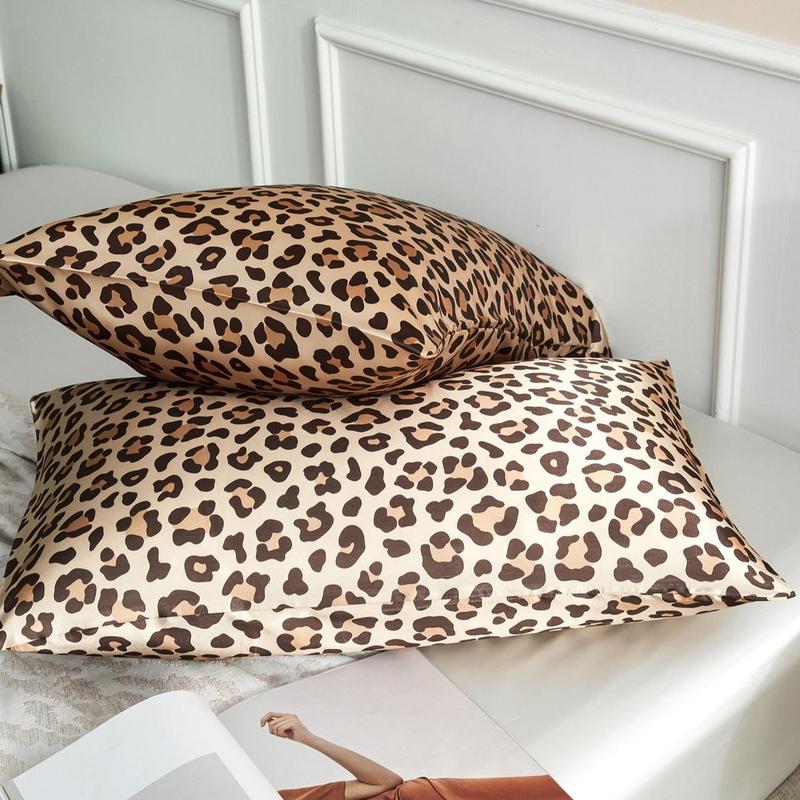 Leopard Print Pillowcase, 2 Counts Soft Comfortable Pillow Cover without Filler, Pillow Protector for Home Bedroom Dormitory Decor, Leopard Print Bedding
