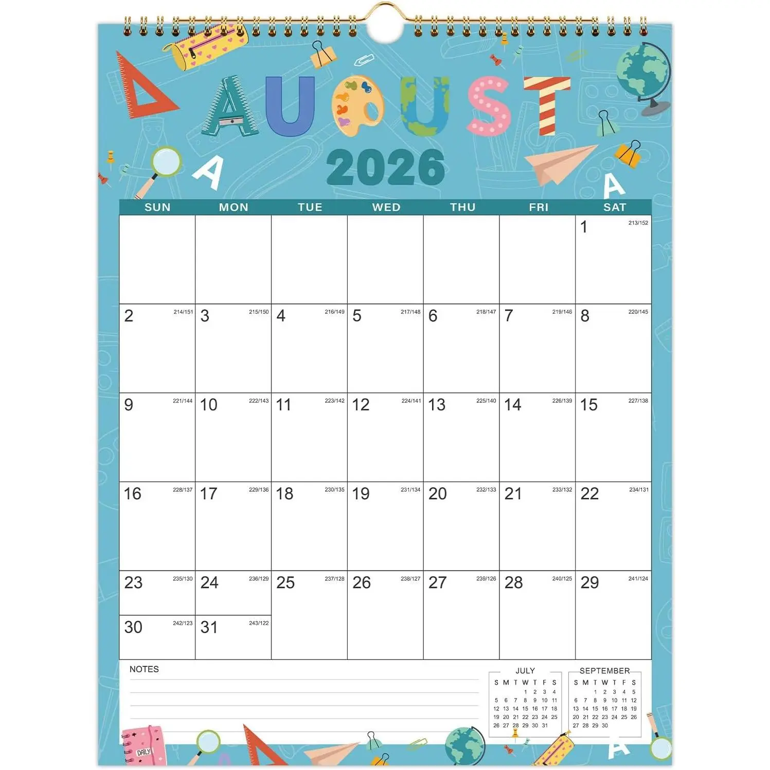 Calendar 2026-2027 - 18 Months, Jul 2026 - Dec 2027, 11.4" x 14.6" | Wall Calendar 2026-2027,  Loop,  for Planning - 12 Different Themes