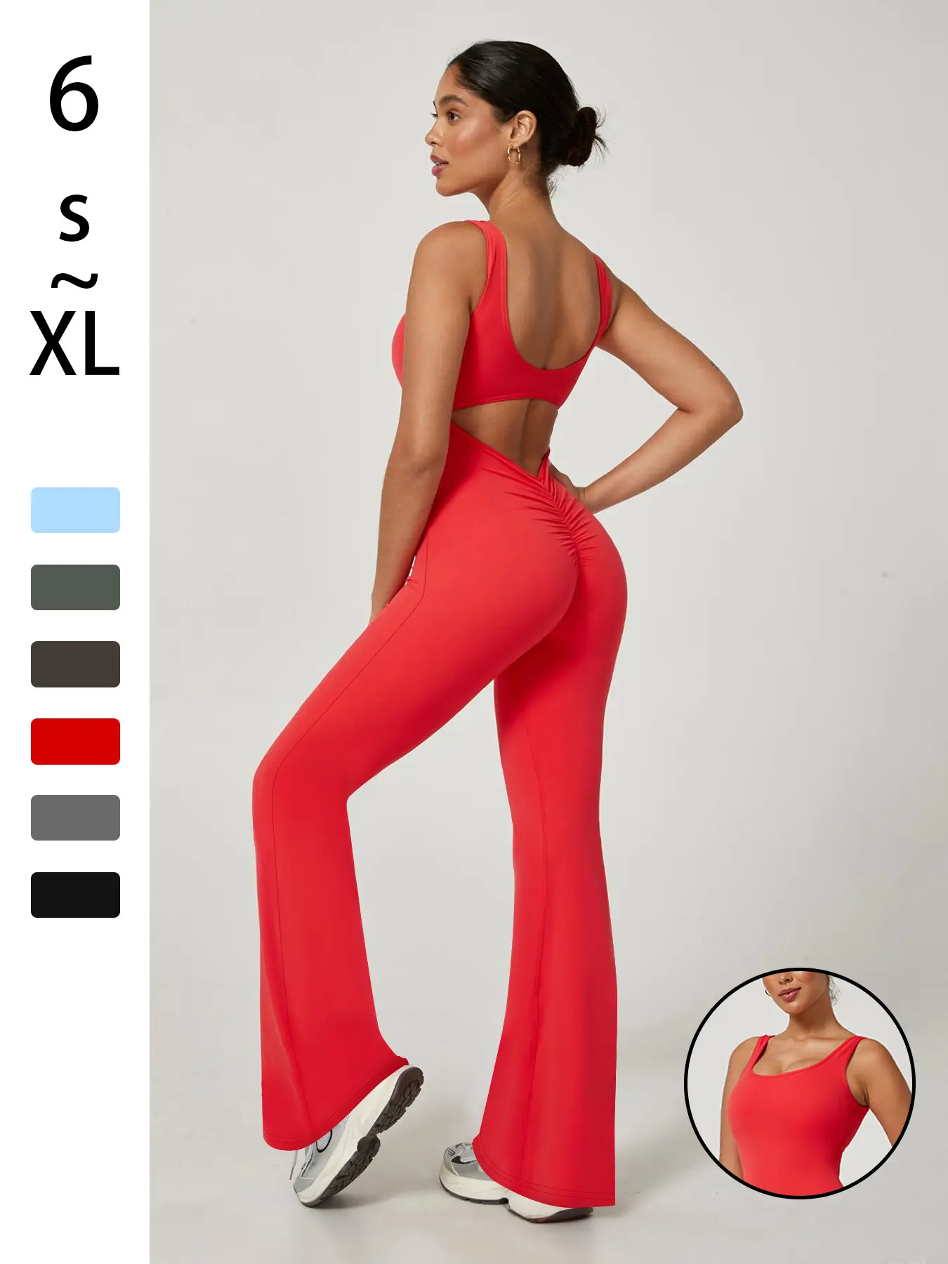 Women's Yoga Jumpsuit, Backless High Waist Wide Leg Pants, Slim Fit Exercise & Daily Wear, Comfortable Home Training, Stretchy Jumpsuit