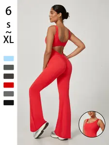 Women's Yoga Jumpsuit, Backless High Waist Wide Leg Pants, Slim Fit Exercise & Daily Wear, Comfortable Home Training