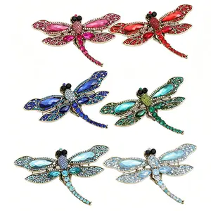 Vibrant Dragonfly Brooch Collection MultiColor Crystal Accents Playful Luxe Themed Jewelry for Women Perfect for Adding Dazzling