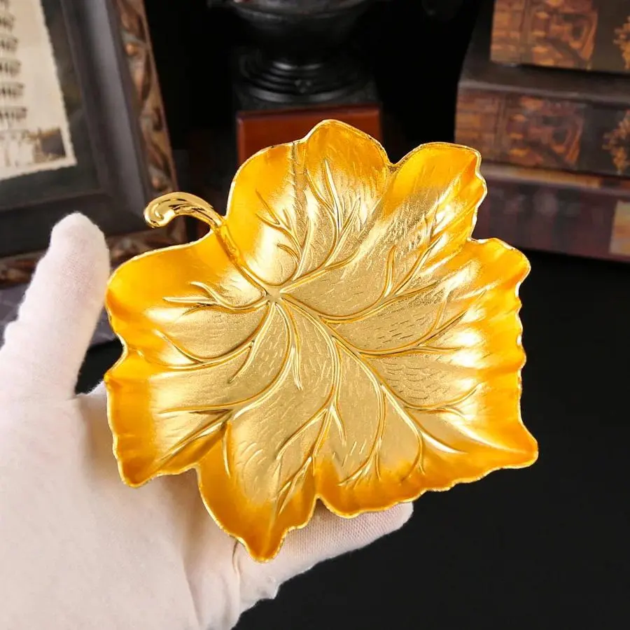 Metal Leaves, Plates, Ornaments, Decorative Storage Trays Decorative Dried Fruit Trays, Zinc Alloy European Style Trays