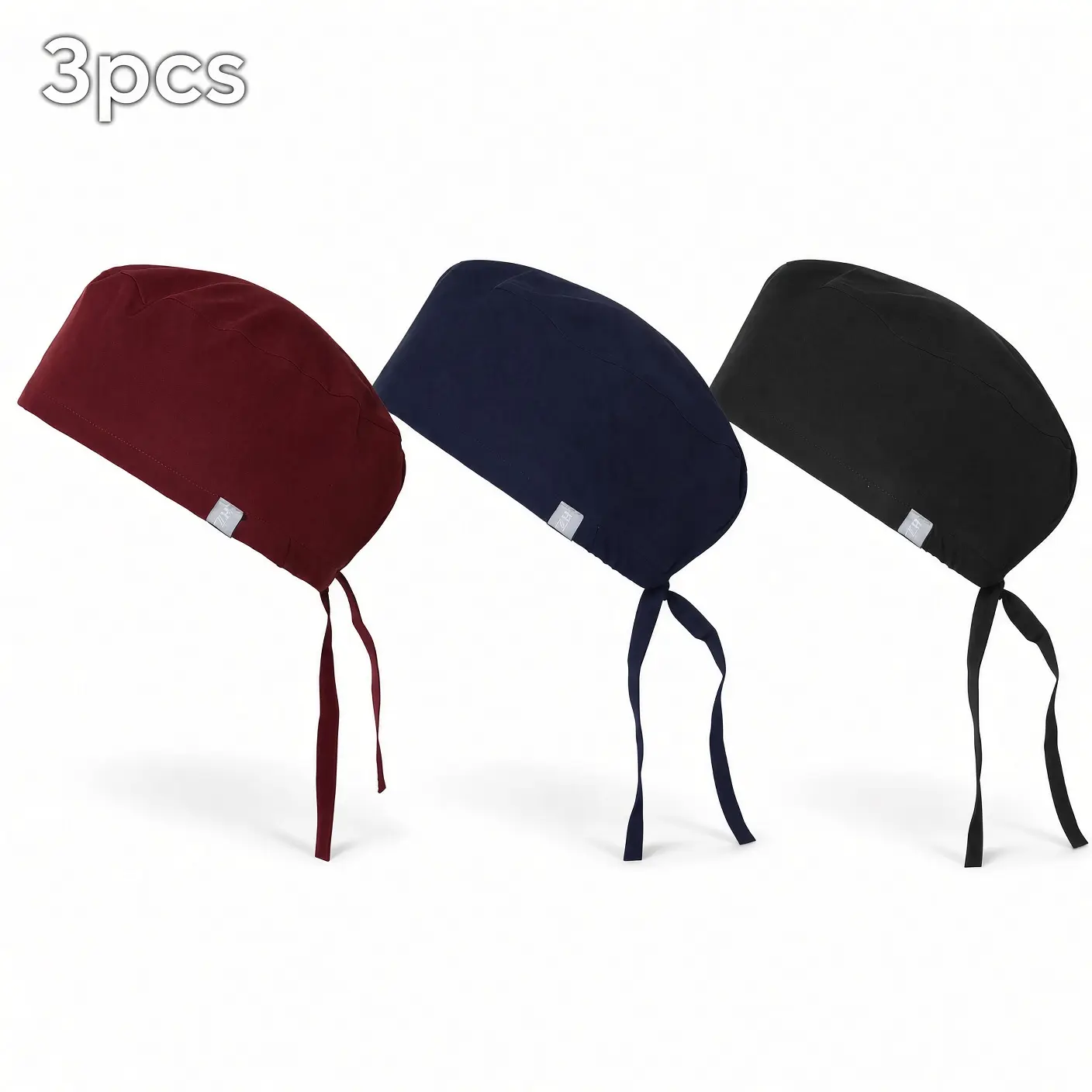 Unisex 3pcs Surgical Scrub Cap, Black Main Character Energy Design, Soft Fabric with Long Ties, Professional Statement for Everyday Wear