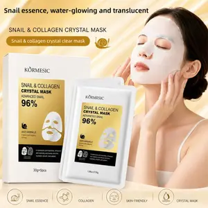KORMESIC 96% Snail & Collagen Mask 5/10Pcs, Anti-Aging Firming Face Mask for Sagging Skin, Deep Hydrating Brightening Sheet Mask to Reduce Fine Lines & Dullness, Skin-Friendly Fit for Daily Anti-Aging & Night Skincare, Boost Elasticity for Glowing Sm
