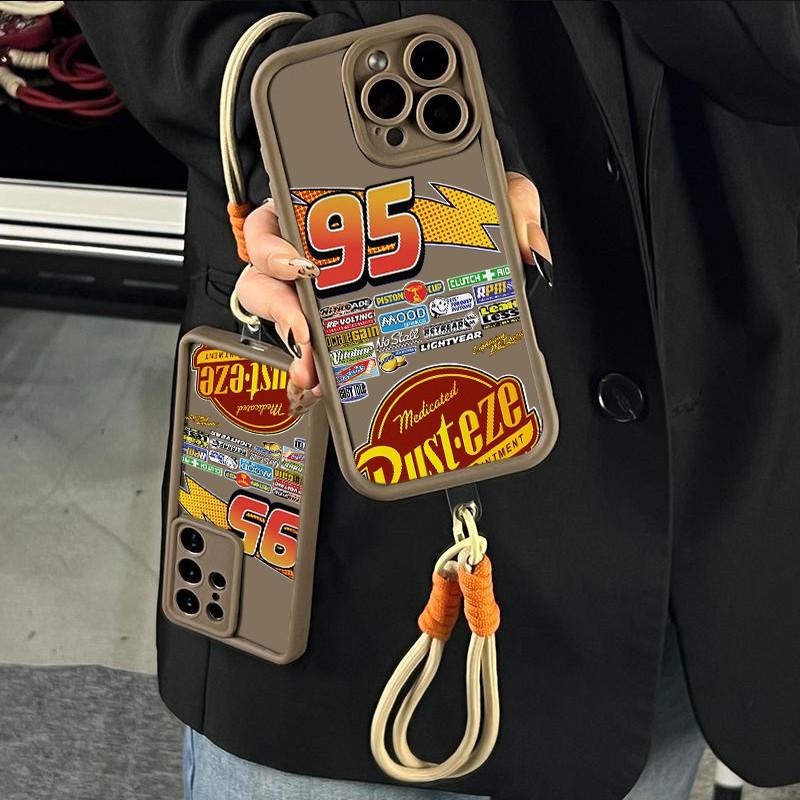 Lightning Mcqueen Pattern Suitable For Iphone And Samsung Galaxy 17 Air 16 Pro Max 15 14 Plus 13 12 11 Xr Xs S25 S24 S23 Tpu Bumper Shock - Absorbing Soft Shell , Silicone Protective Cover , With Safety Rope Protection Phone Case