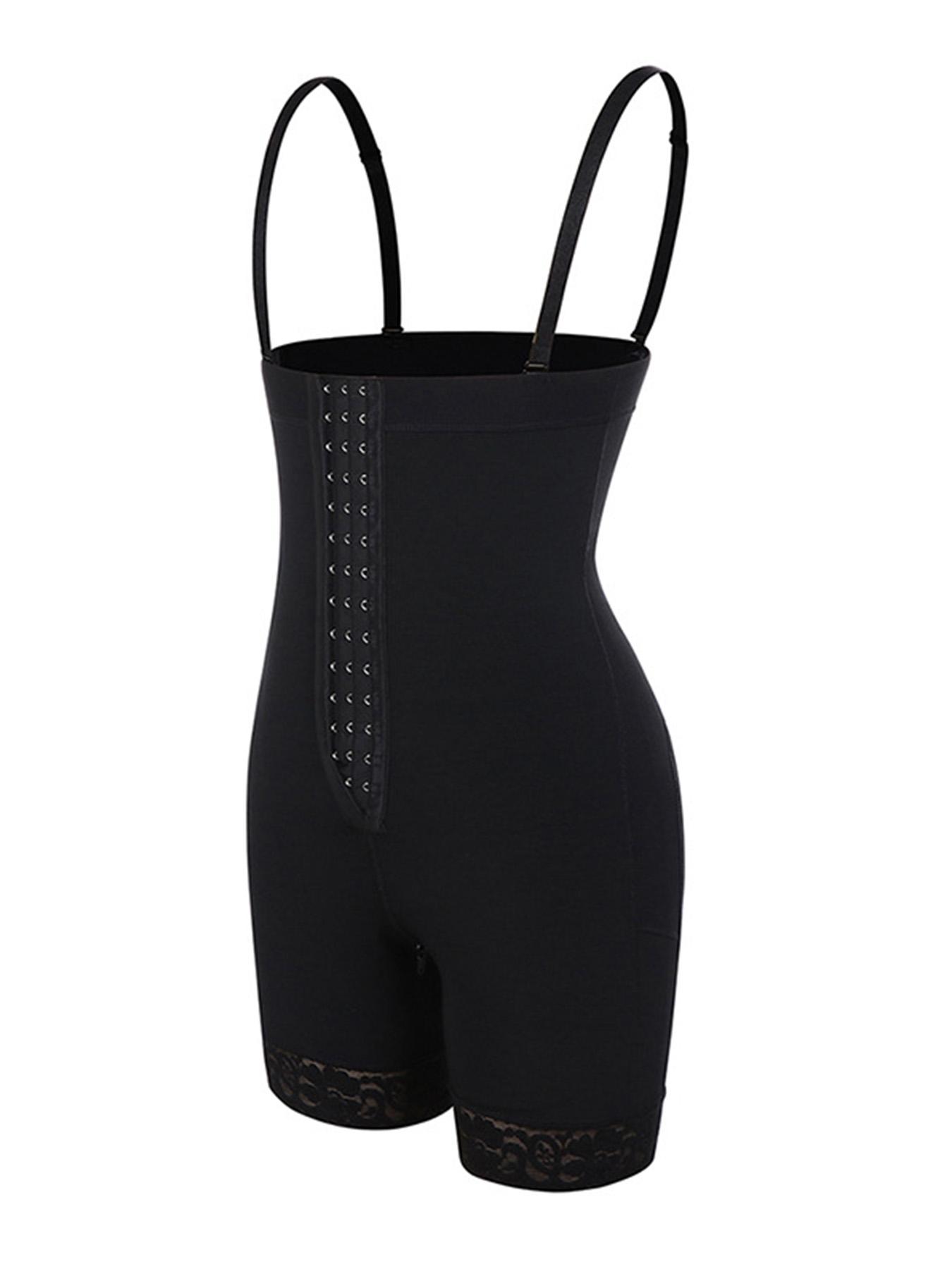 Women's Strappy Adjustable Strap Contrast Lace Shapewear Bodysuit, Tummy Control Butt Lifter, High Waist Shaper for Postpartum Recovery, Gym, Cycling, Swimming