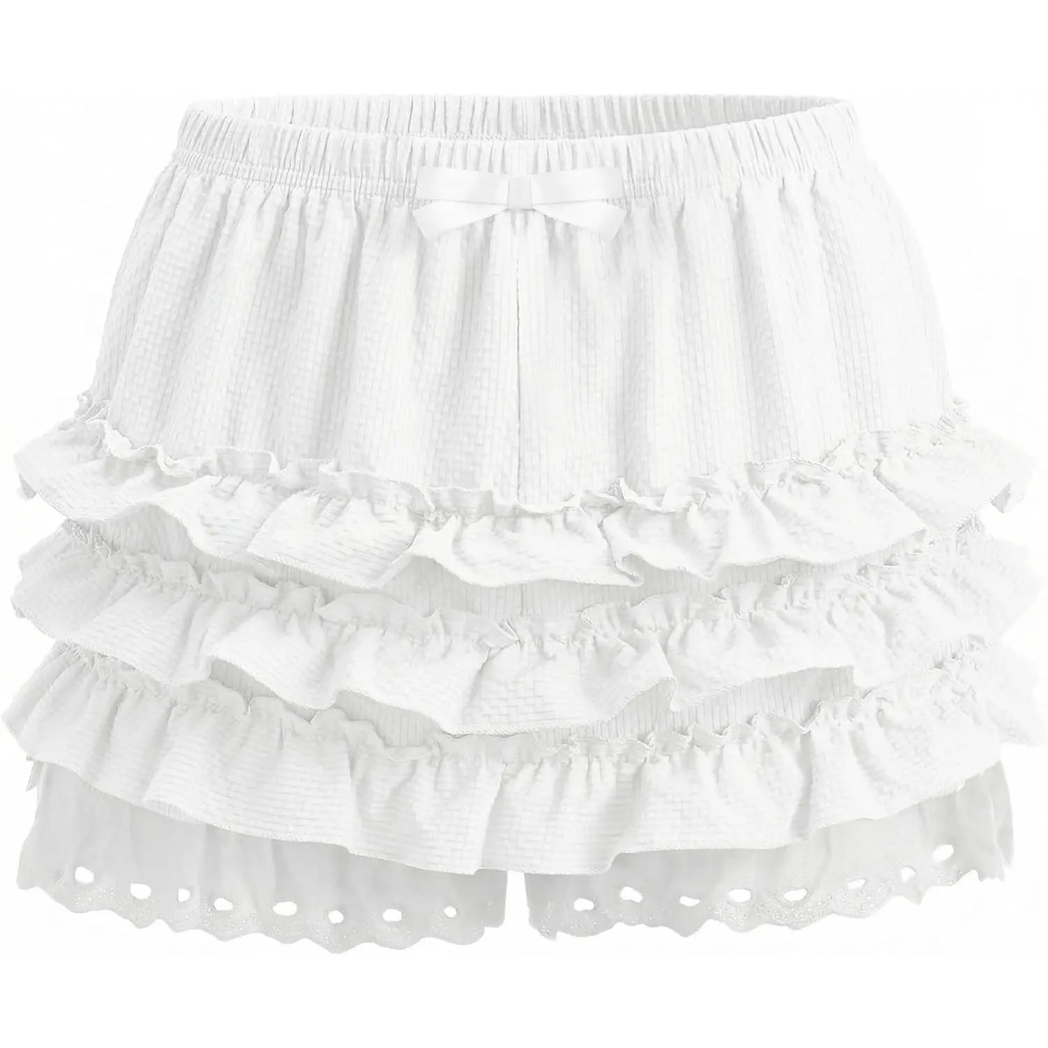 Womens Ruffle Shorts Plaid Lace Bloomers Elastic Waist Frill Bottoms Beach Short Pants Gingham Boyshorts Pajama Shorts