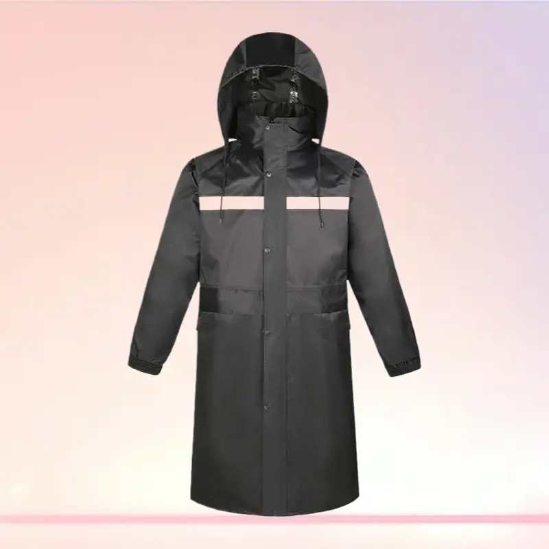 Long Double Layer Thickened Reflective Full Body One Piece Rain Jacket For Security Property Labor Work Men Women Outdoor Waterproof Coat
