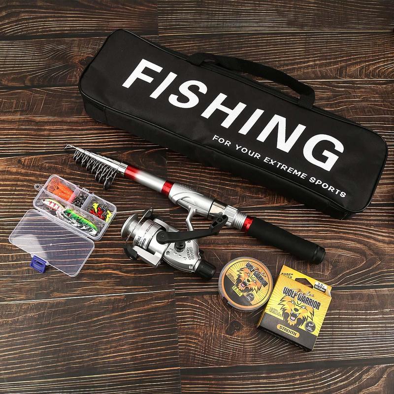 Fishing Rod & Reel & Accessories Set, Portable Fishing Rod & Reel & Box & Bag, Fishing Accessories for Outdoor Fishing, Fishing Gear Set