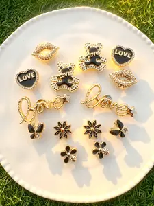 A Set of 14 Shoe Decorations Featuring Bear Lips And Heart-Shaped Additions, Perfect for Fashion Enthusiasts As a Creative Holiday Gift, Shoe Accessories, Shoe Charms Set, Shoe Embellishment Set