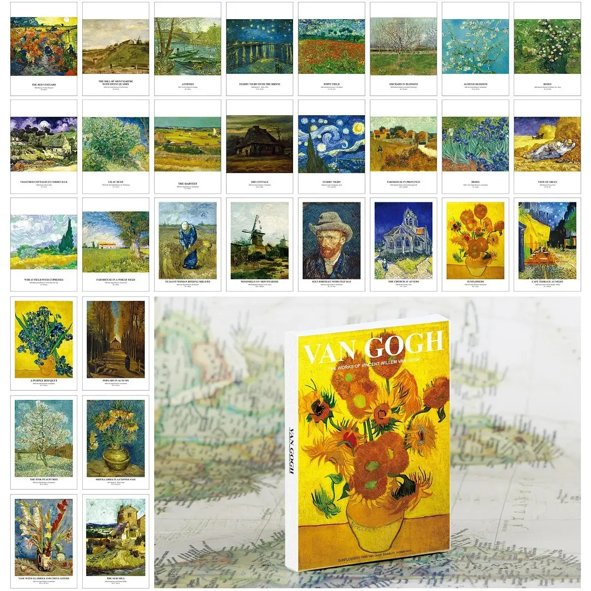 30 Sheets Art Museum Famous Artist Postcards Set, Van Gogh Picasso Matisse Postcards, Room Decor Gift Cards, Artwork Collection