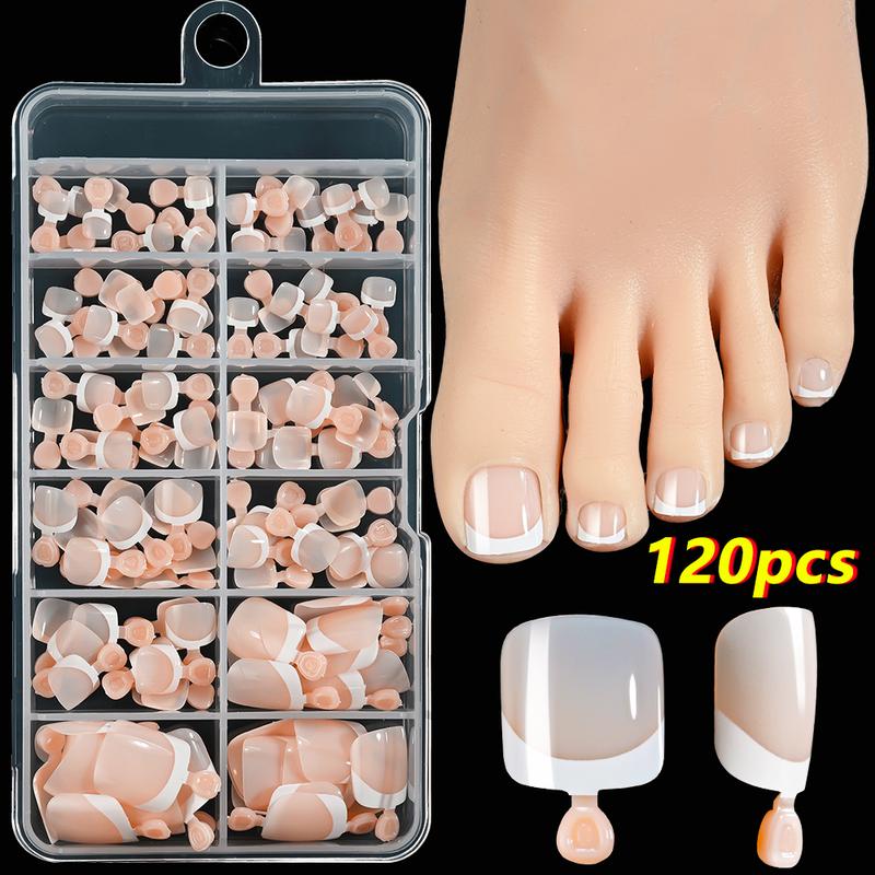 216/120Pcs Press on Toenails 9Colors Short Square False Nail Tips Glossy Nude/Pink/Brown Fake Toenail for Summer DIY Foot