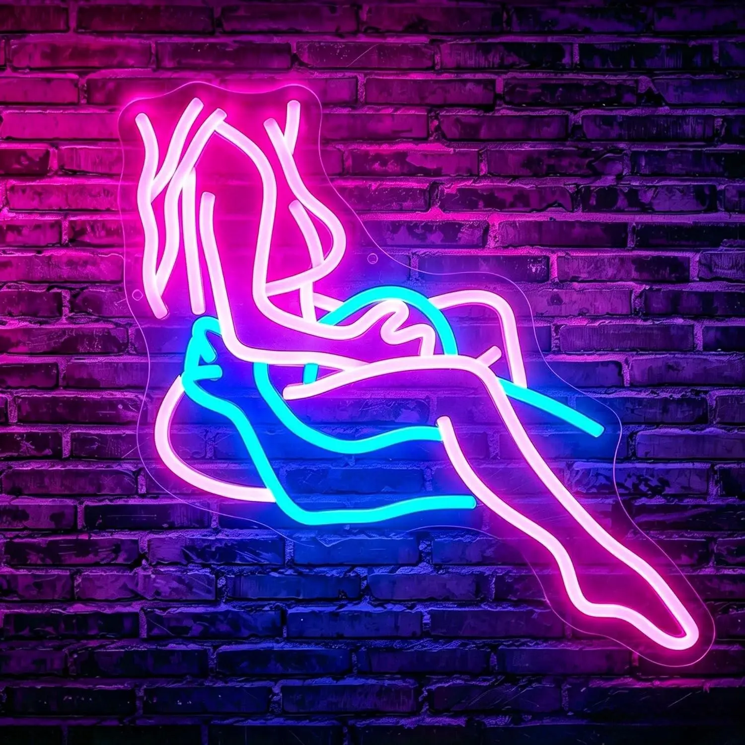 Lady Neon Sign, and Blue Glow Signs for Wall Decor, USB Powered LED Signs for Parties, Offices, Art Decoration, Led Neon Lights