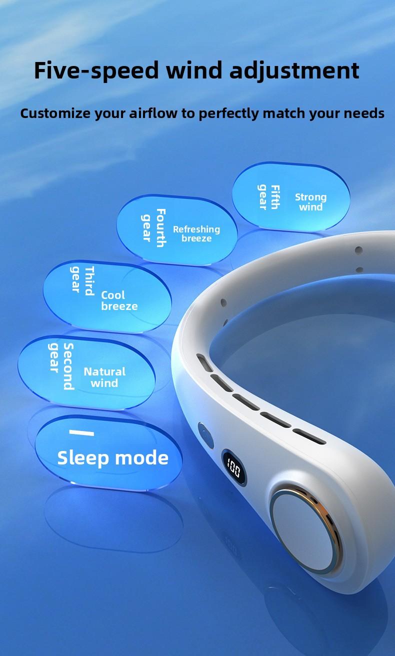 New Neck-Hanging Bladeless Fan USB Rechargeable Office Lazy Person Portable Silent Mini Fan
