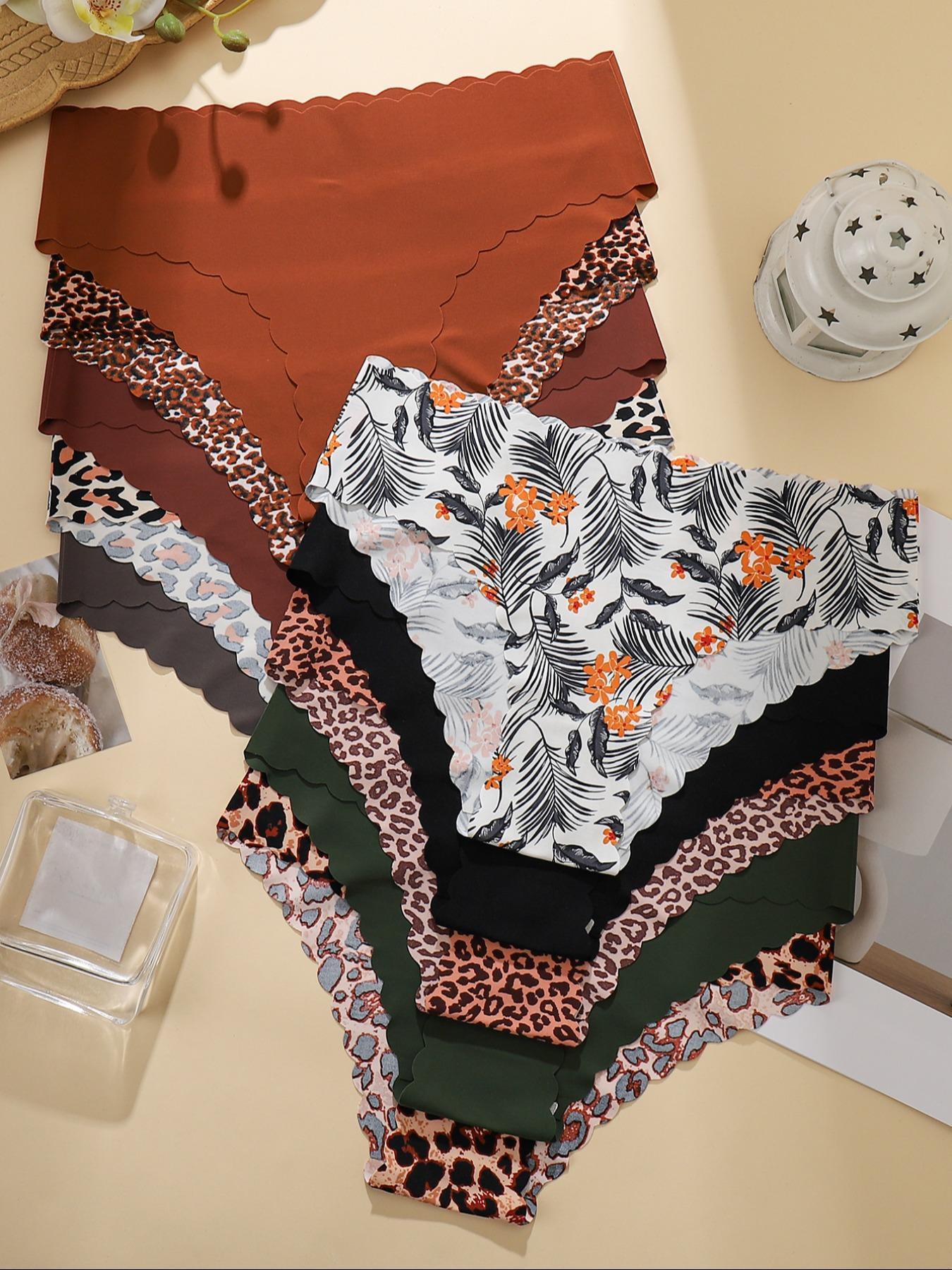 10-Piece Maillard Color Set | Leopard Print Contrast Underwear Seamless Panties – Luxury Lives in Every Detail– Seamless Adhesive Tape Craft ensures zero tightness, merging comfort and sophistication effortlessly