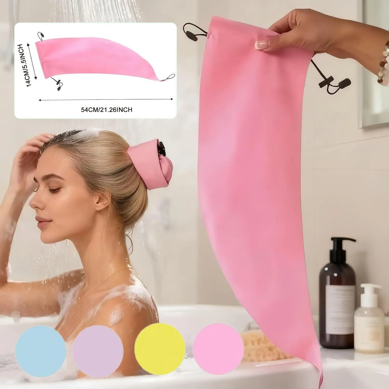 Waterproof Crown Washing Shower Cap for Ponytail, Reusable Hair Sleeve Bathing Hat, Quick Root Refresh Shower Accessory