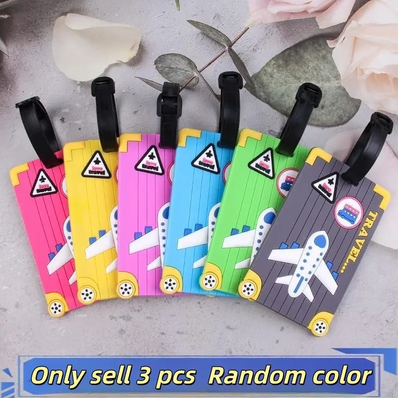 3-Piece PVC Soft Gel Luggage Tags, Multifunctional Lost Prevention ID Card Holders, Easy Identification Travel Accessories